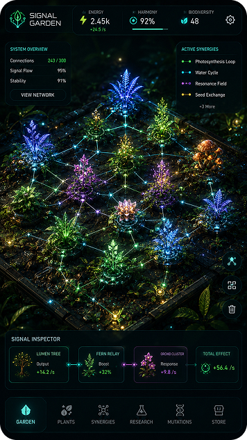 Signal Garden game screenshot on a phone
